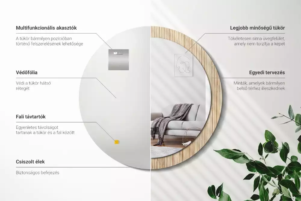 Ronde spiegel met decoratie Bamboe rietje