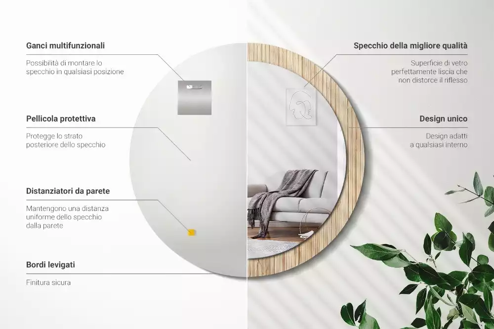 Ronde spiegel met decoratie Bamboe rietje