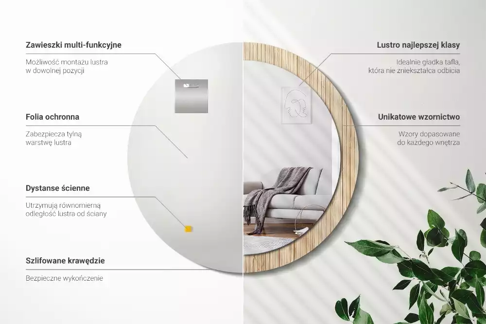 Ronde spiegel met decoratie Bamboe rietje