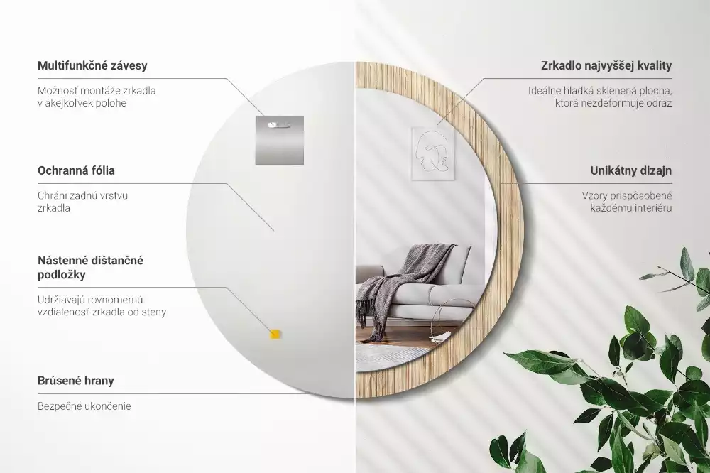 Ronde spiegel met decoratie Bamboe rietje