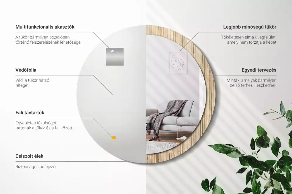 Ronde spiegel met decoratie Bamboe rietje