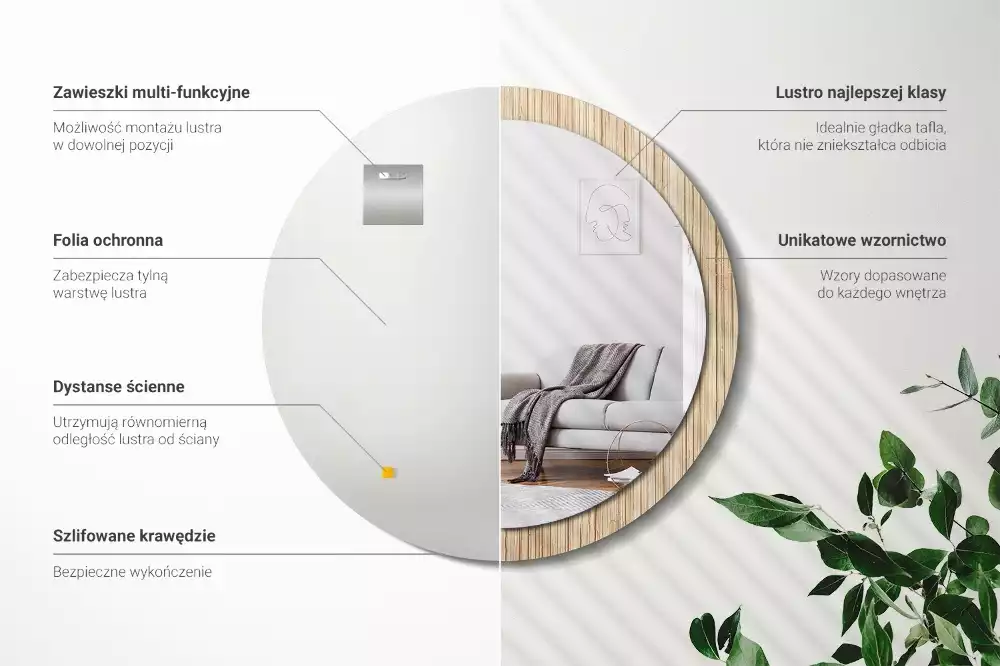 Ronde spiegel met decoratie Bamboe rietje