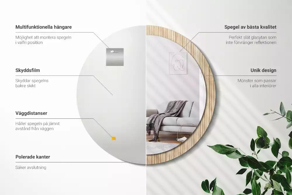 Ronde spiegel met decoratie Bamboe rietje