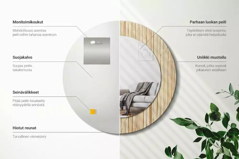 Ronde spiegel met decoratie Bamboe rietje