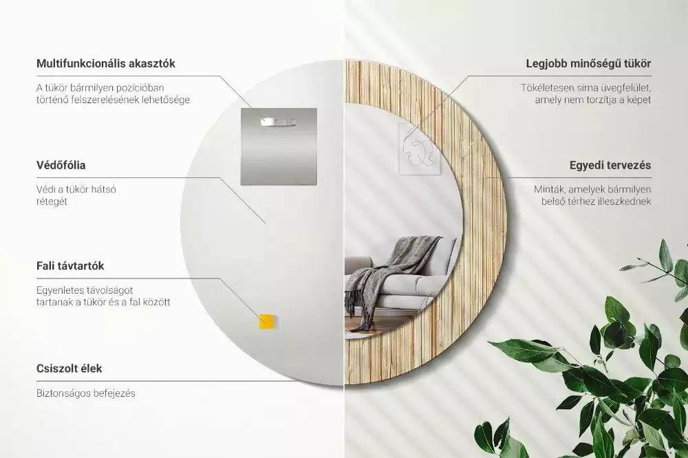 Ronde spiegel met decoratie Bamboe rietje