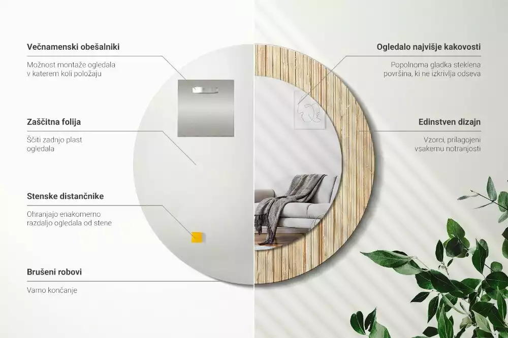 Ronde spiegel met decoratie Bamboe rietje
