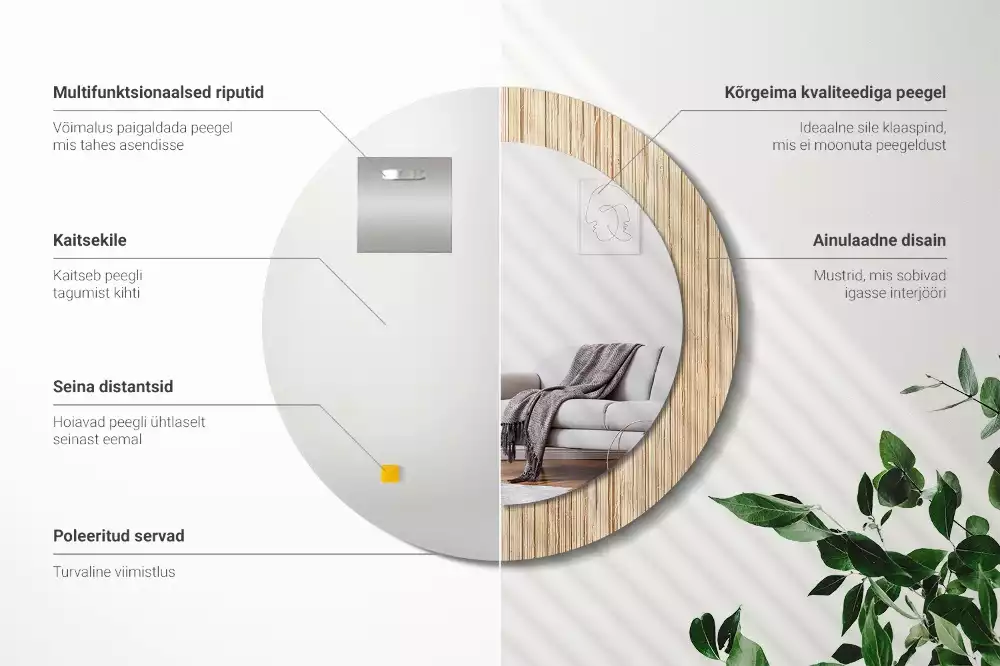 Ronde spiegel met decoratie Bamboe rietje