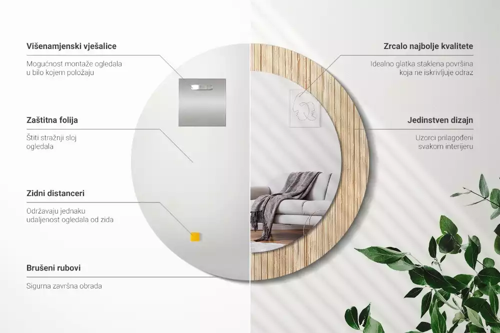 Ronde spiegel met decoratie Bamboe rietje