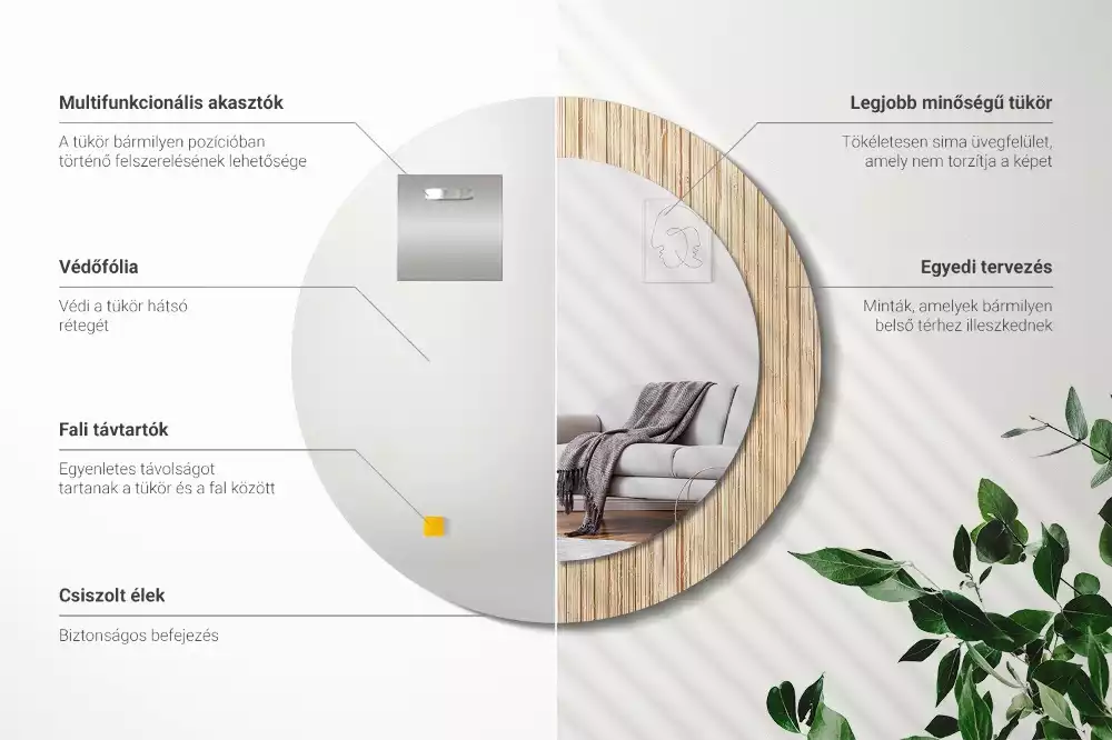 Ronde spiegel met decoratie Bamboe rietje