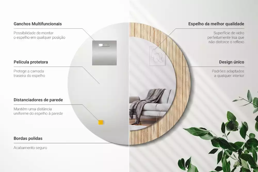 Ronde spiegel met decoratie Bamboe rietje