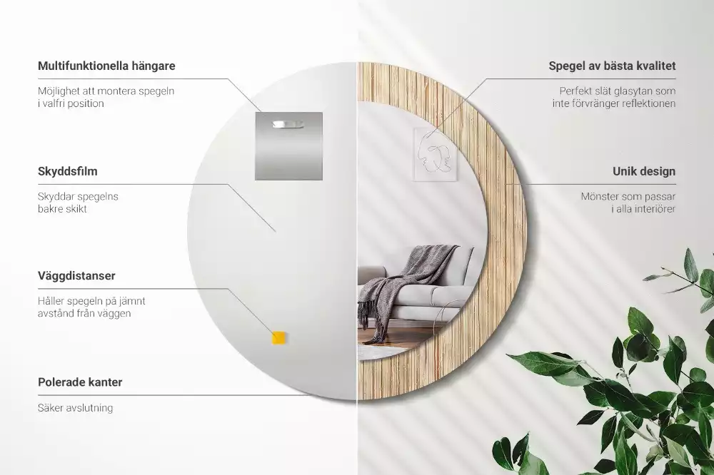 Ronde spiegel met decoratie Bamboe rietje