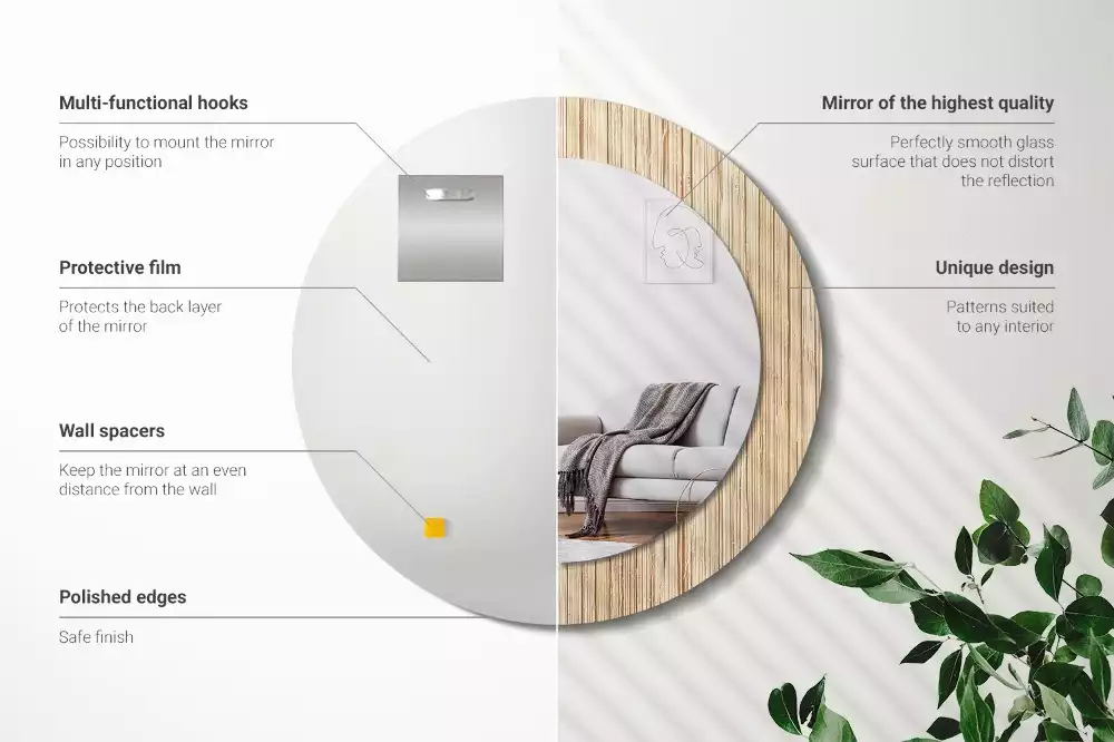 Ronde spiegel met decoratie Bamboe rietje