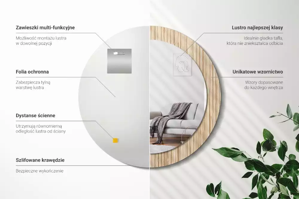 Ronde spiegel met decoratie Bamboe rietje