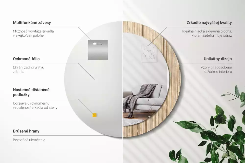 Ronde spiegel met decoratie Bamboe rietje