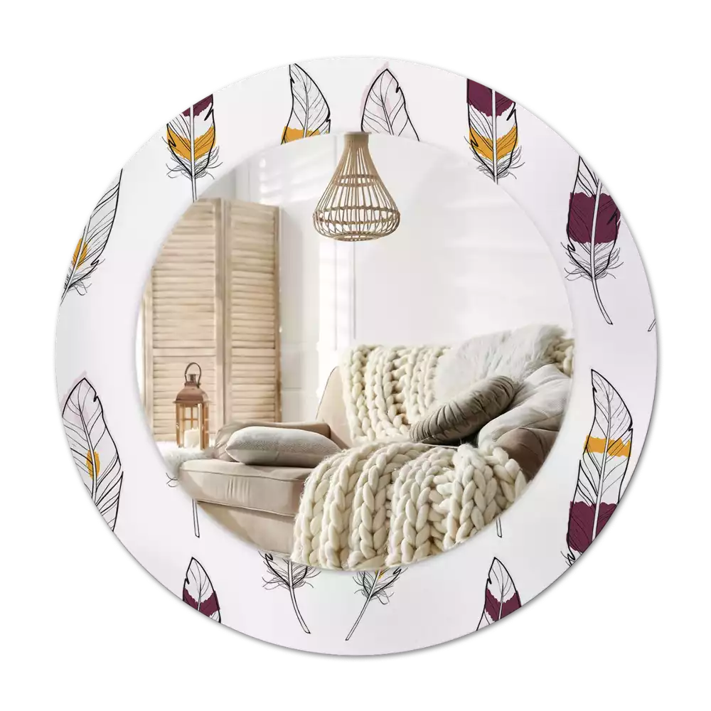 Ronde spiegel met decoratie Veren
