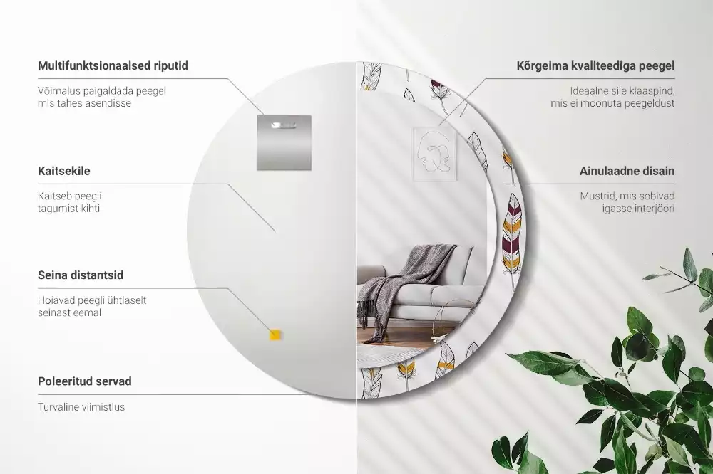 Ronde spiegel met decoratie Veren