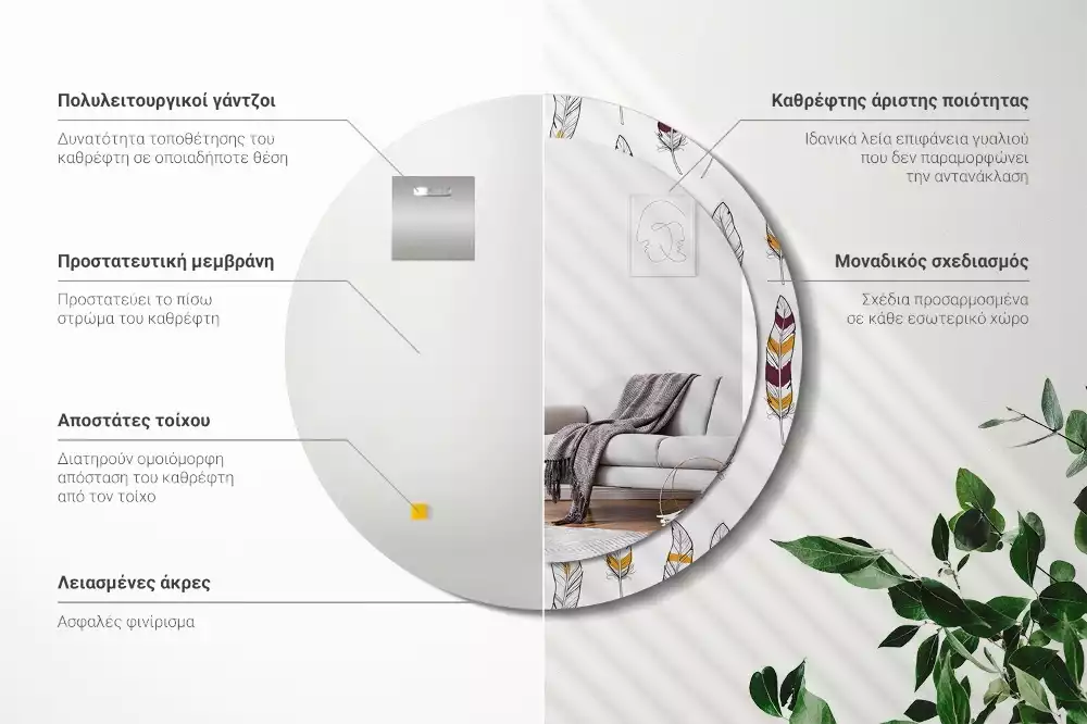 Ronde spiegel met decoratie Veren