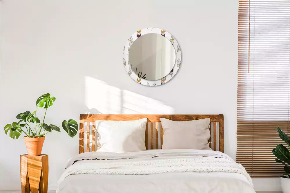 Ronde spiegel met decoratie Veren