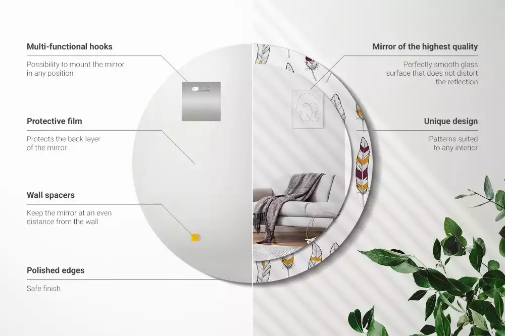 Ronde spiegel met decoratie Veren