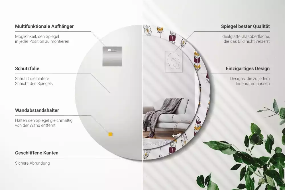 Ronde spiegel met decoratie Veren