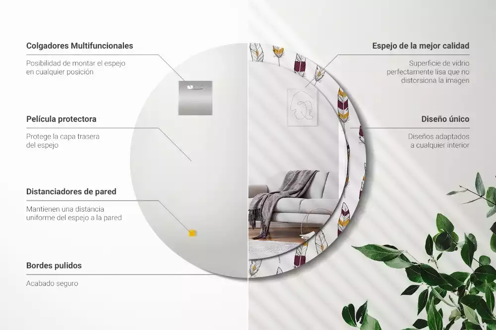 Ronde spiegel met decoratie Veren