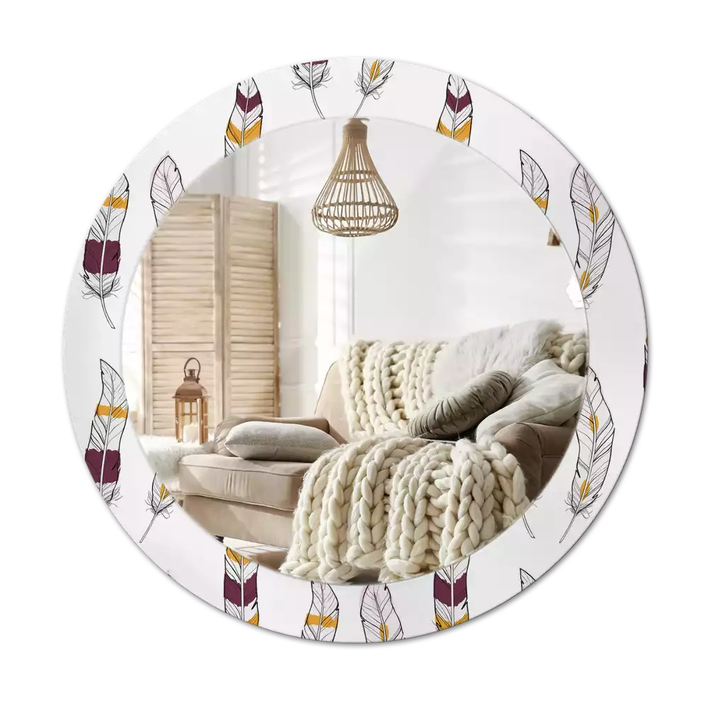 Ronde spiegel met decoratie Veren