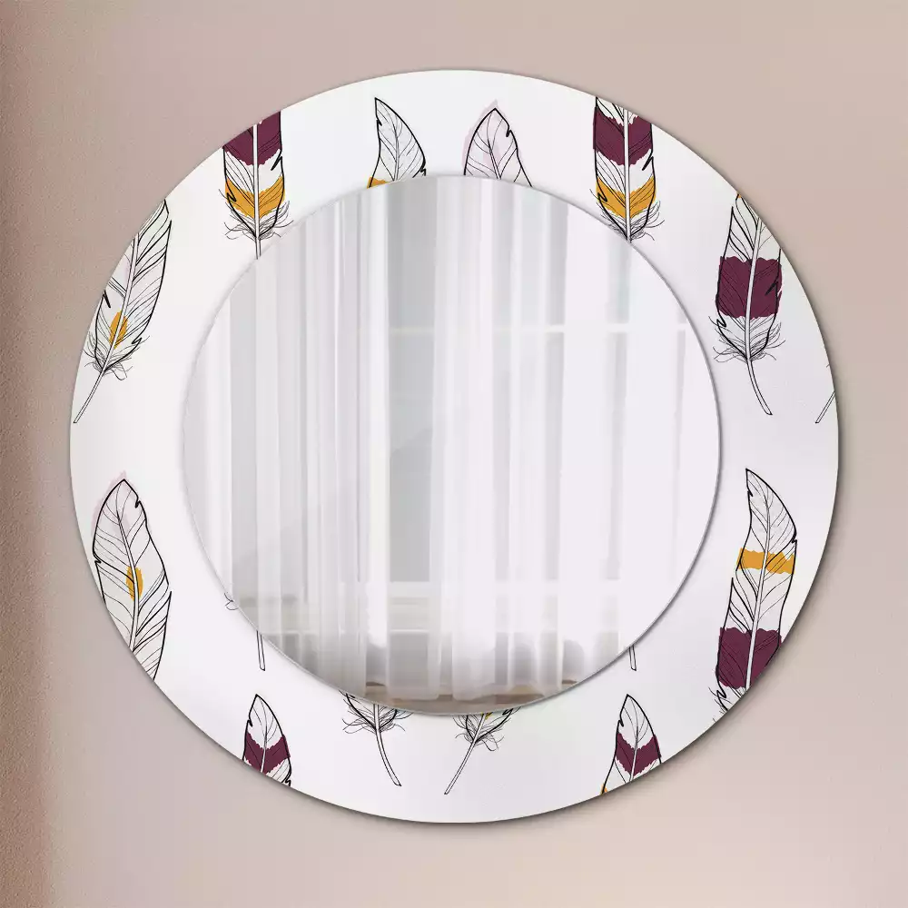 Ronde spiegel met decoratie Veren