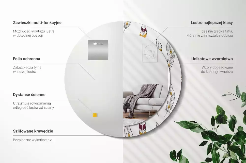 Ronde spiegel met decoratie Veren