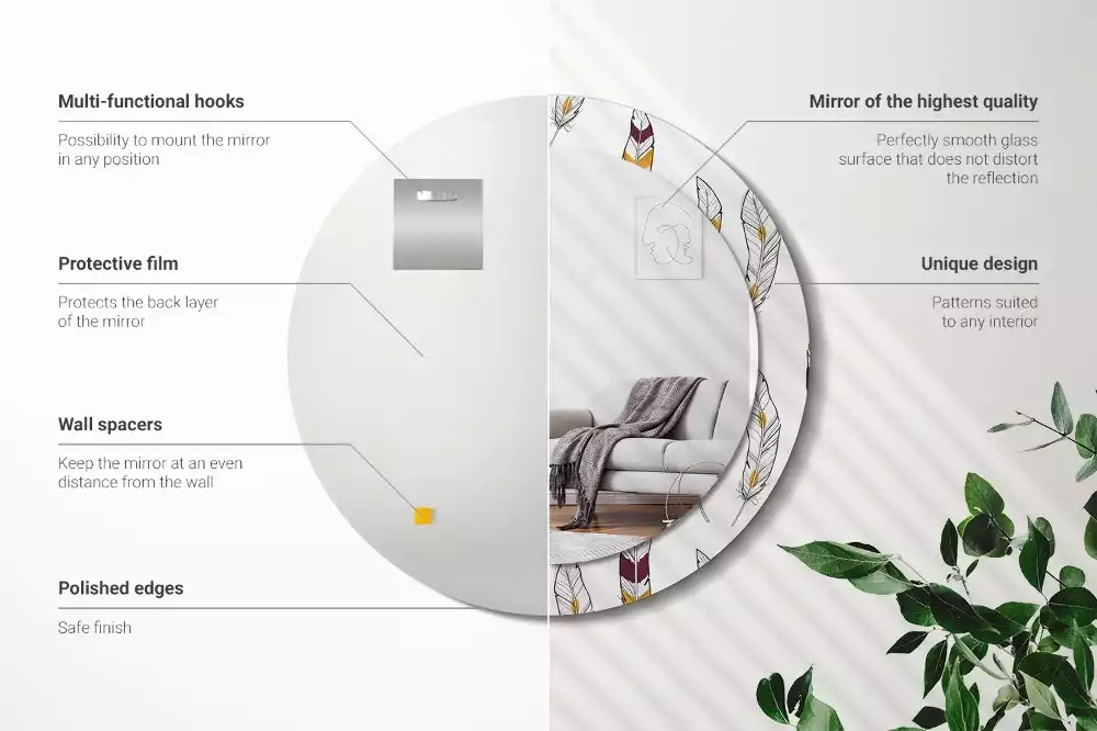 Ronde spiegel met decoratie Veren