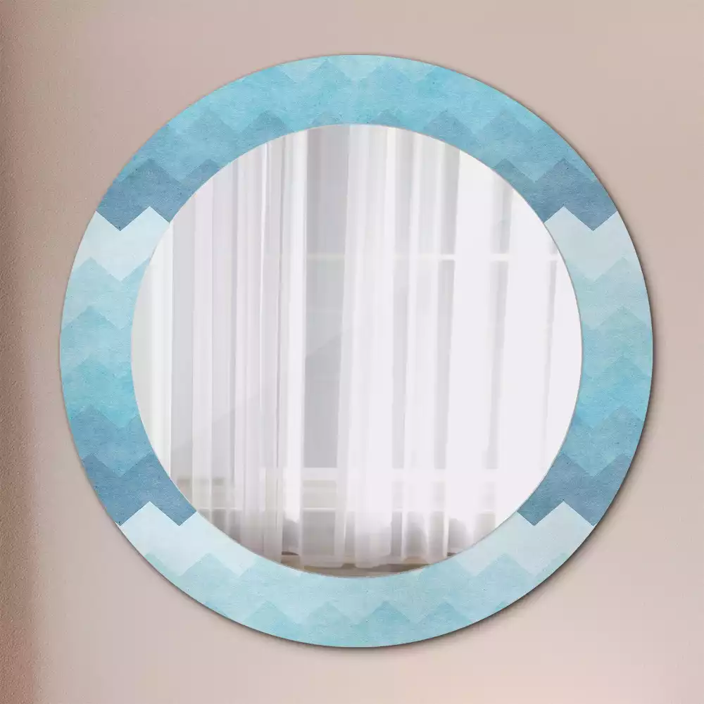 Ronde spiegel met decoratie Blauwe chevron