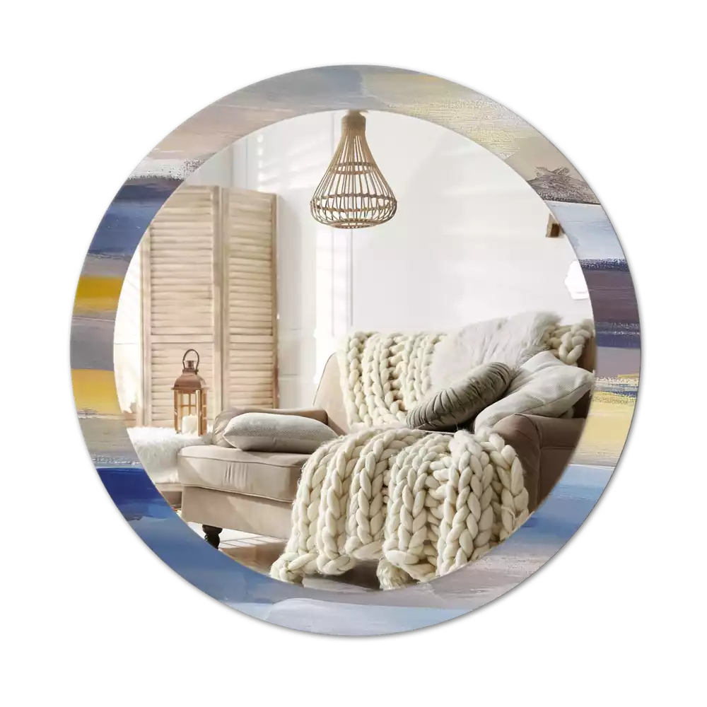 Ronde spiegel met bedrukte lijst Abstracte schilderkunst