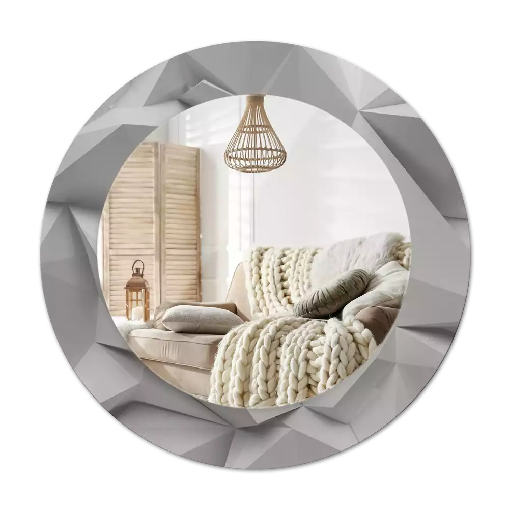 Bedrukte ronde spiegel Abstract wit kristal
