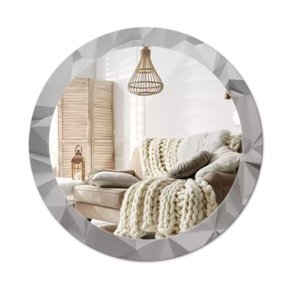 Bedrukte ronde spiegel Abstract wit kristal