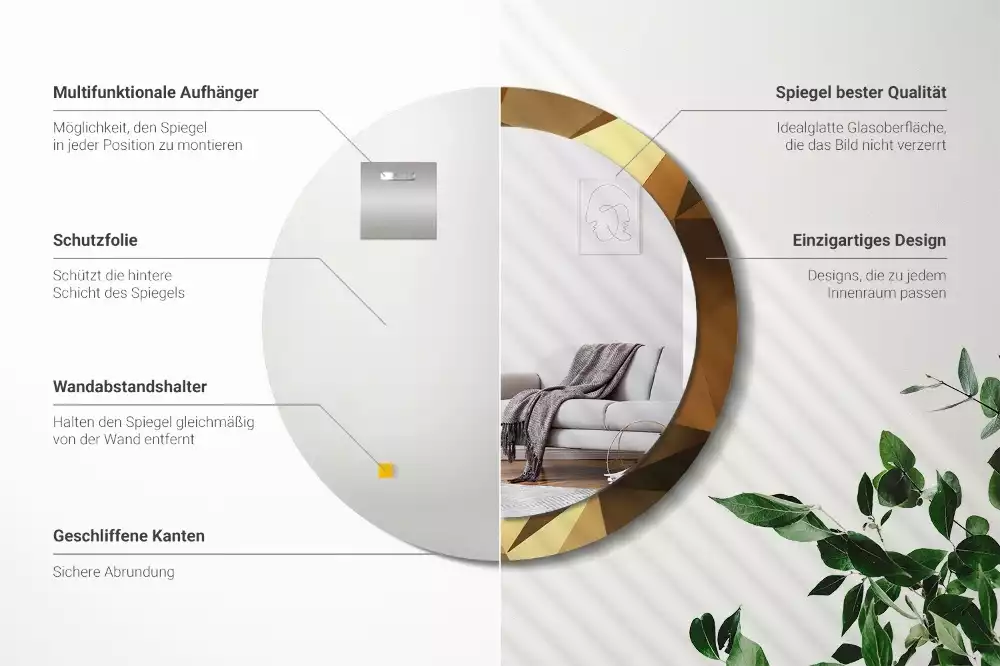 Ronde spiegel met decoratie Geometrisch patroon