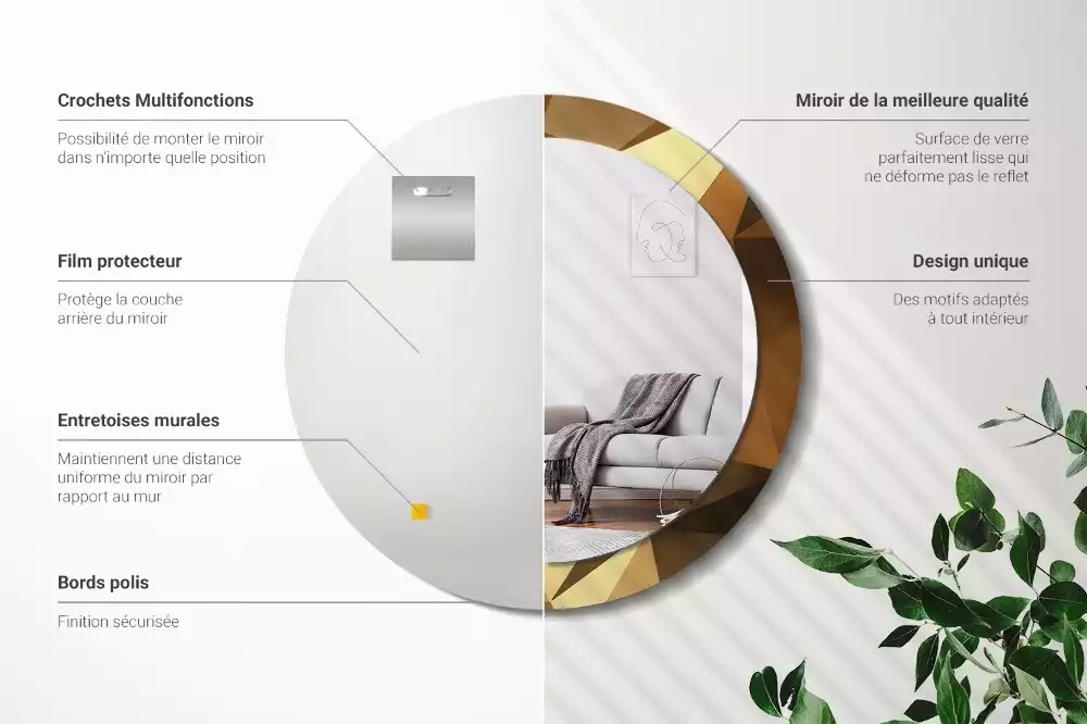 Ronde spiegel met decoratie Geometrisch patroon