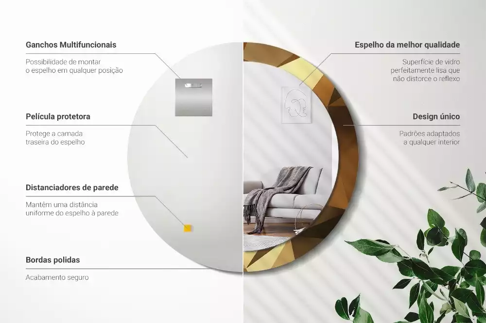 Ronde spiegel met decoratie Geometrisch patroon