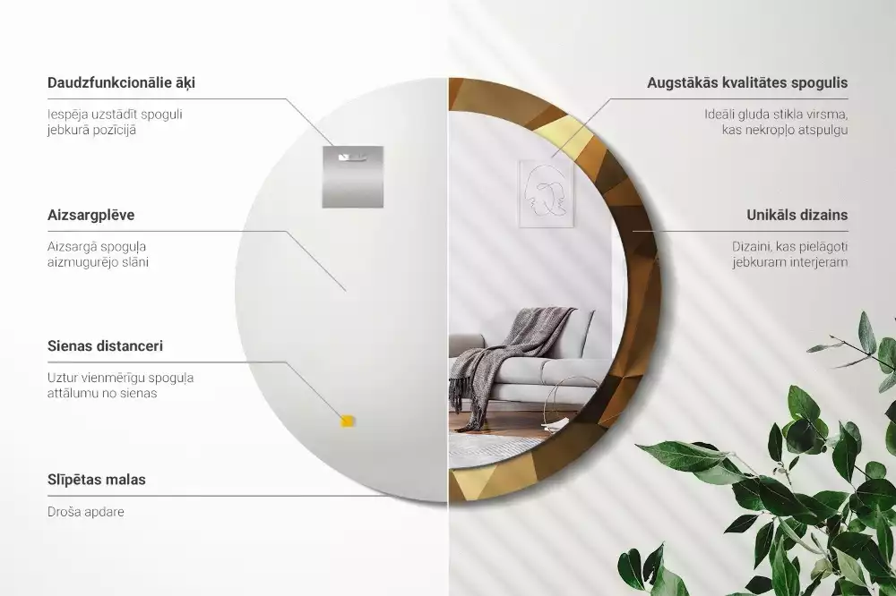 Ronde spiegel met decoratie Geometrisch patroon