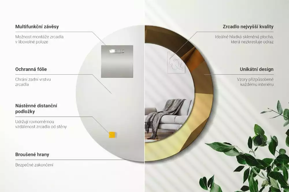 Ronde spiegel met decoratie Geometrisch patroon