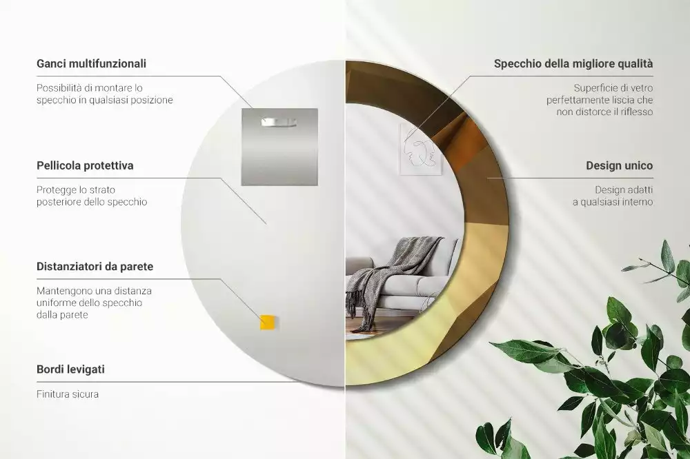 Ronde spiegel met decoratie Geometrisch patroon