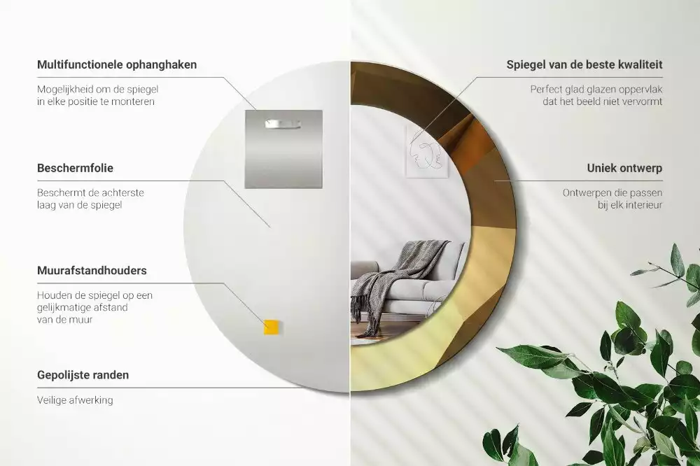Ronde spiegel met decoratie Geometrisch patroon