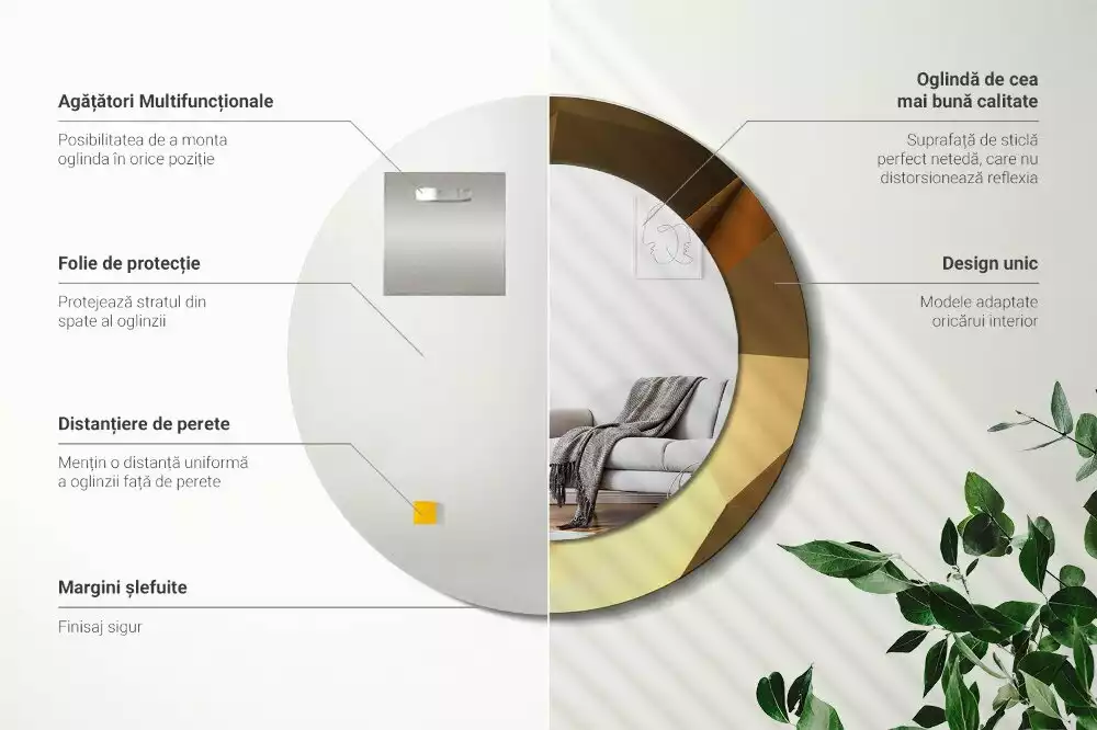 Ronde spiegel met decoratie Geometrisch patroon