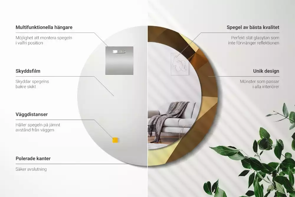 Ronde spiegel met decoratie Geometrisch patroon