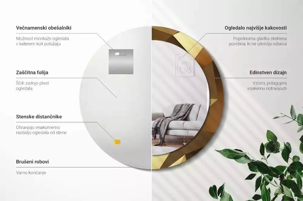 Ronde spiegel met decoratie Geometrisch patroon