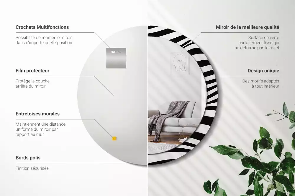 Bedrukte ronde spiegel Abstracte golf