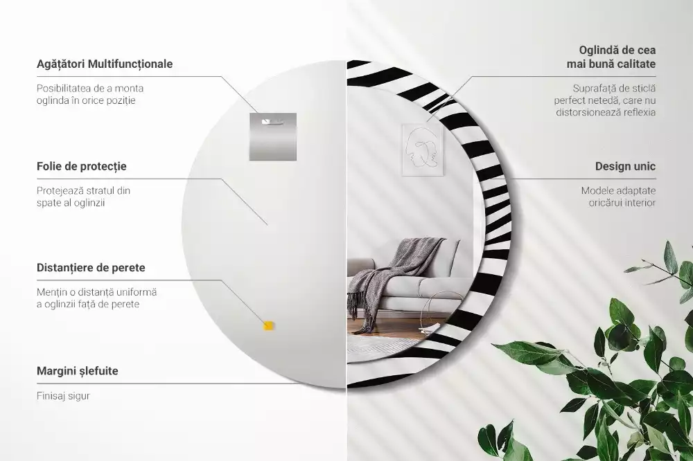 Bedrukte ronde spiegel Abstracte golf