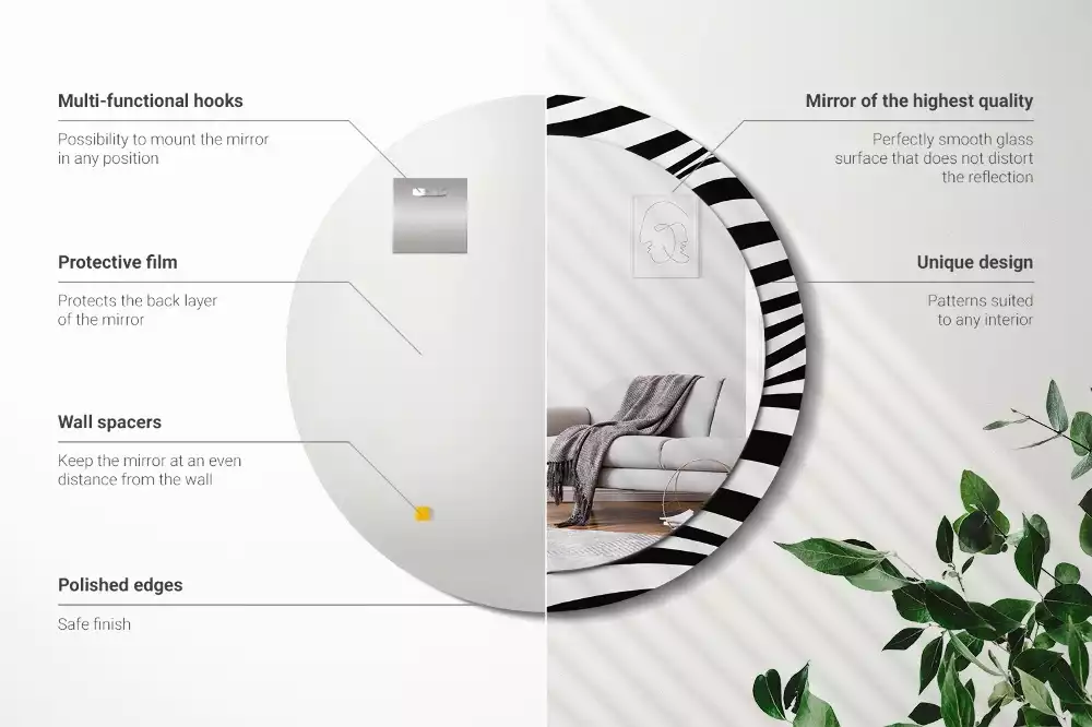 Bedrukte ronde spiegel Abstracte golf