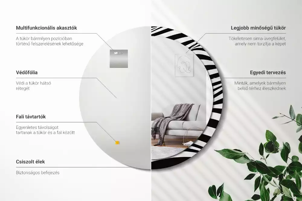 Bedrukte ronde spiegel Abstracte golf