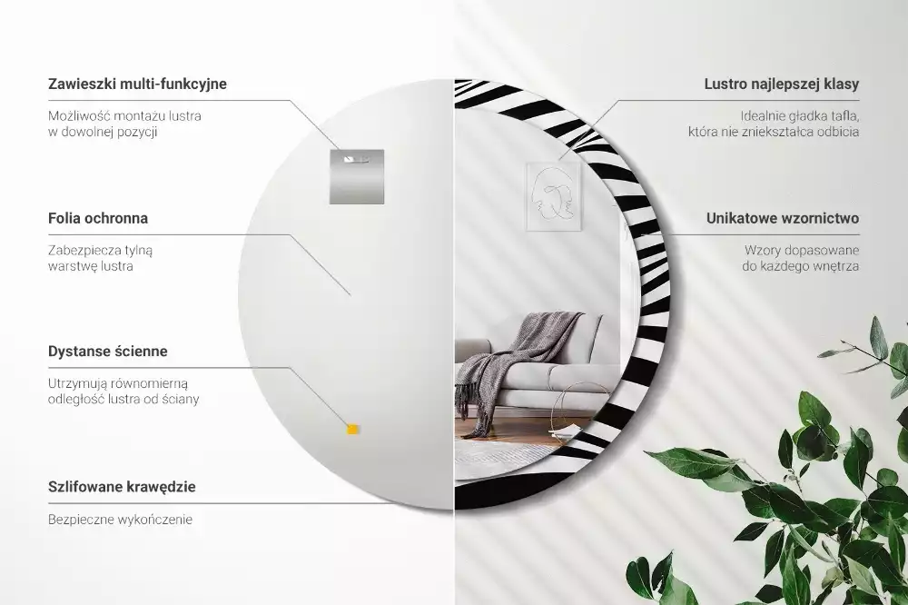 Bedrukte ronde spiegel Abstracte golf