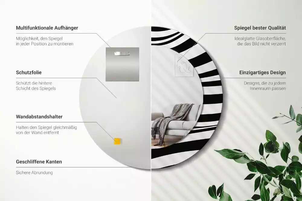 Bedrukte ronde spiegel Abstracte golf