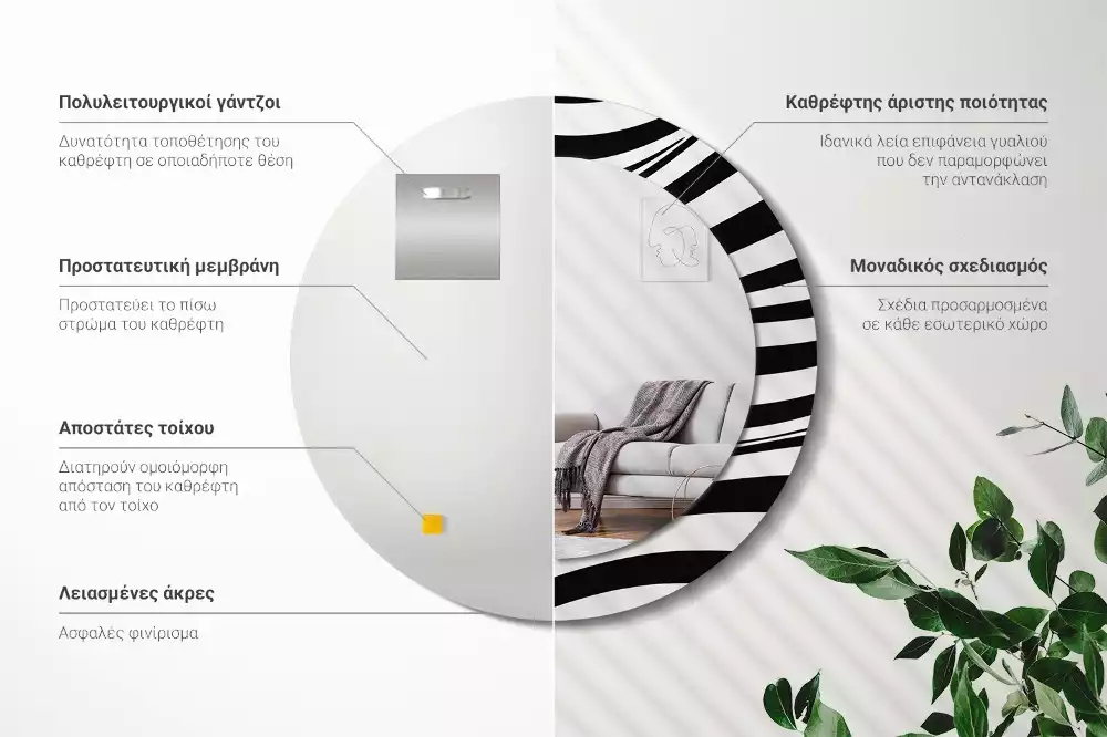 Bedrukte ronde spiegel Abstracte golf